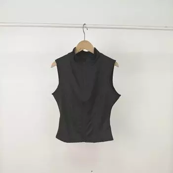New Stand Collar Ultra-Thin Quick-Drying Exercise Zip-up Yoga Vest Tight Pilates Running Cup Training Top Black XL