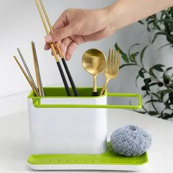 New Storage Shelf Sponge Holder Draining Sink Box Kitchen Organizer Draining Rack Dish Storage Rack Stands Utensils Towel Rack синий