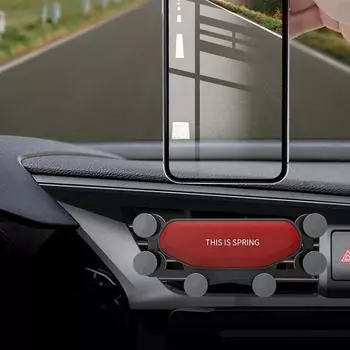 NEW styl Car Phone Holder Universal Gravity Air Vent Mount Clip Support Smartphone For iPhone 14 15 16 XIAOMI HUAWEI красный