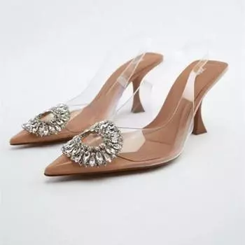 New Style Fashion Women s High Heel Sandals Women s Pointed Thin Heels Banquet Simple High Heels Sandals Women Zapatos Mujer 35 чистый