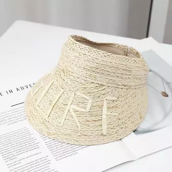 New summer beach vacation anti-visor straw hat casual 100 high-quality color letter sun protection empty top hat M56-58cm