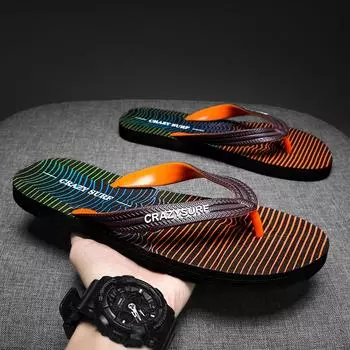 New Summer Flip Flops Men s Casual Fashion Comfortable Soft Non-slip Slippers Outdoor Breathable Wear-resistant Male slippers 39 чёрный