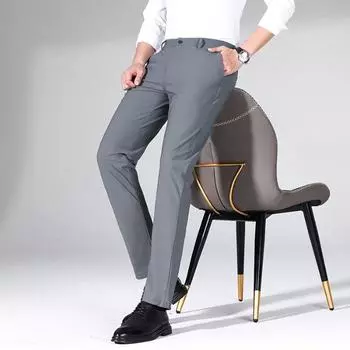 Новые летние ультратонкие брюки Ice Silk с зауженным кроем и маленькими стопами, повседневные мужские прямые деловые брюки 29 серый