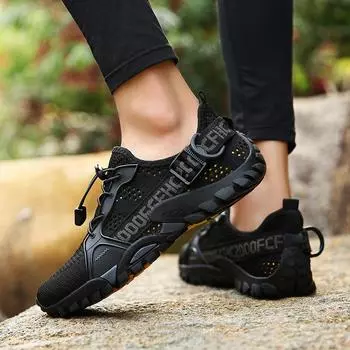 New summer large size hollow wading shoes outdoor couple mountaineering shoes running casual sports shoes 36 чёрный