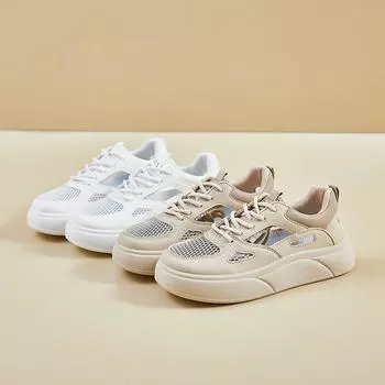 New Summer Little White Shoes Muffin Thick-soled Versatile Board Shoes Ins Wind High Street Light Breathable Casual Shoes Women 35 белый