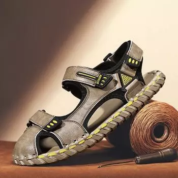 New Summer Men s Handsewn Lightweight Casual Sandal Fashionable Men Outdoor Breathable Beach Anti Slip Wading Quick Drying Shoes 38 чёрный