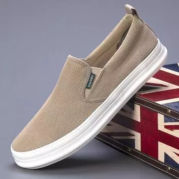 New Summer Men s Shoes Mesh Breathable Fashion Casual Trendy Lightweight Old Beijing Cloth Shoes for Men Zapatos Casuales 38 хаки