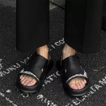 New summer non-slip and deodorant sandals men s soft-soled outer wear fashion casual beach shoes 371232-J 38 чёрный