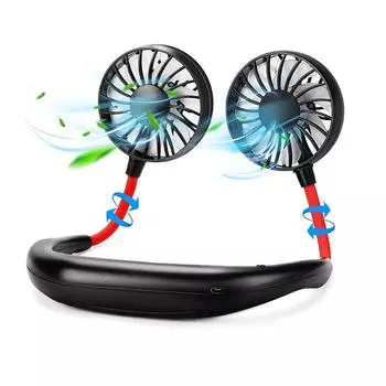 New Summer Outdoor Wearable USB Charging Air Cooling Conditioner Fan Portable Cooling Neck Fan чёрный
