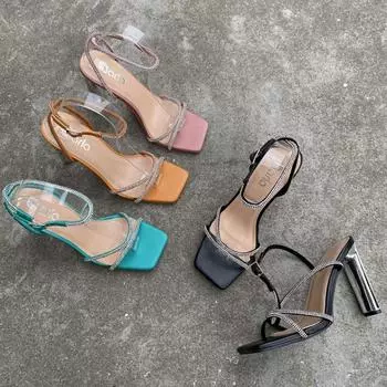 New Summer Sequin Women Shoes European and American Style Fashion Design High Heel Shoes for Women Sexy Sandals Zapatos Mujer 36 светло-коричневого