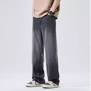 New Summer Thin American Loose Straight-leg Tennis Fabric Jeans Men s Trousers 28