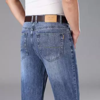 New Summer Thin Jeans for Men s Middle-aged Business High-waist Pants Loose Ice Silk Pants 29