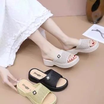 New Summer Wedges Sandals for Women Soft Bottom Non-Slip Fashion Thick Sole Outdoor Slippers Casual Ladies Slippers 36-40