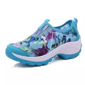New summer women s mesh surface breathable leisure sports thick sole increase women s shoes walking vulcanized shoes 35