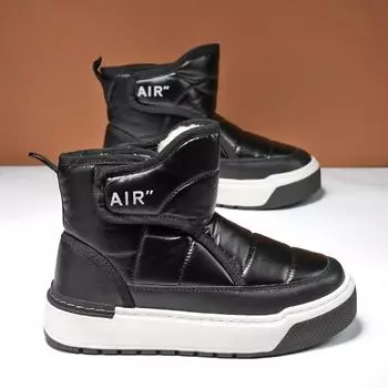 New Thicken Warm Waterproof Snow Boots Men Long Plush Platform Ankle Boot Winter Non Slip Cotton Padded Shoes Outdoor Man Black 39 чёрный