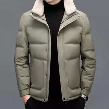 New thickened middle-aged down jacket men s short plus velvet stand-up collar daddy winter jacket nickel jacket M