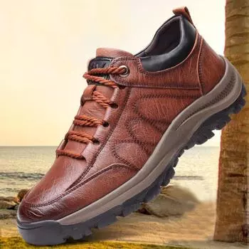 New Trends 2024 Mens Footwear Men Cheap Leather Casual Shoes Outdoor Comfortable Fashion Soft Homme Classic Ankle Non-slip Flats 39 коричневый