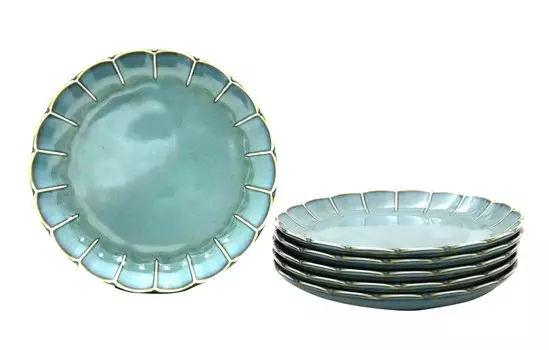 New use Castle Enterprise Tableware series that makes your dishes stand out 21cm plates Set of 6 [Commercial set] (titanium gray)