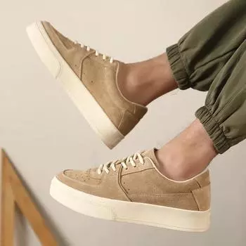 New Vulcanize Shoes for Men Cow Suede Handmade Lace-up Casual Shoes Canvas Skateboard Shoes Men Zapatillas Verdes Hombre 38 хаки