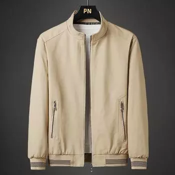 New Washed Cotton Men s Jacket Youth Stand-up Collar Men s Top Coat Jacket Men s M хаки