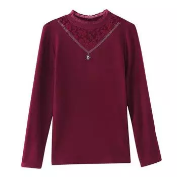 New Winter Double-sided German Velvet Base Shirt Thickened Warm Top Ironing Diamond Slim-fitting T-shirt Small Shirt for Women M