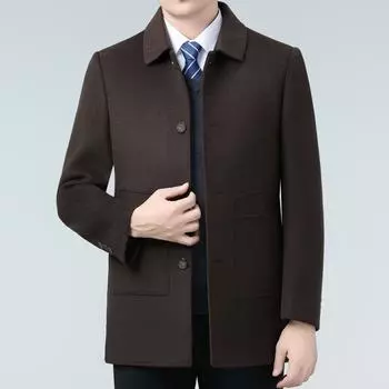 New winter double-sided woolen cashmere coat for men, medium-length down lining, middle-aged dad s woolen woolen coat 170