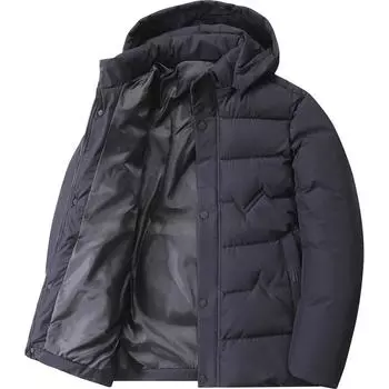 New Winter Jacket for Men s New Cotton Thickened Medium-length Cotton Jacket for Men s Removable Hat To Keep Warm Middle-aged and Elderly Dad XL