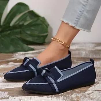 New Women Bowknot Pointed Toe Breathable Mesh Casual Shoes Comfort Walkers Ladies Light Lace Up Soft Sole Flats Zapatos Mujer 36 чёрный
