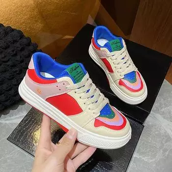 New Women s Shoes White Shoes Breathable Platform Muffin Sneakers Stitching Casual Women s Shoes 36