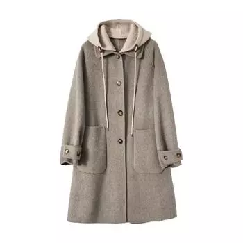 New Wool Coats for Women with A Lazy Style and Elegant Age-reducing Hooded Wool Coat for Women M