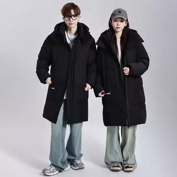 New Work Clothes White Goose Velvet Couple Long Extreme Cold Series Down Jacket for Men and Women Winter Thickened Winter Jacket M чёрный