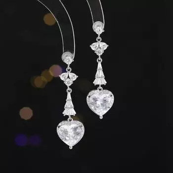 New Year s red love zircon stud earrings s925 silver needle high sense autumn and winter temperament earrings fashion versatile earrings women розовый цвет-серебро