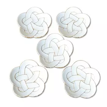 New Year Tableware Japanese Tableware Plate 15cm Lucky Charm Arita Ware Plum Musubi Gold Wire Gold Medium Plate Set of 5 in Presentation Box