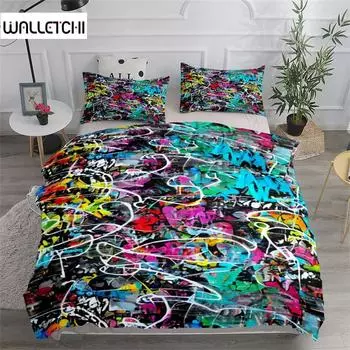New York Suburbs Graffiti Art Пододеяльник Комплект постельного белья King Queen Double Full Twin Single Size Пододеяльник Наволочка Комплект постельного белья 135x200cm 2pcs