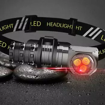 Новейший светодиодный налобный фонарь Type-C White Red Dimming Headlamp18650, охотничий фонарь, налобный фонарь с функцией памяти, мигающий фонарь