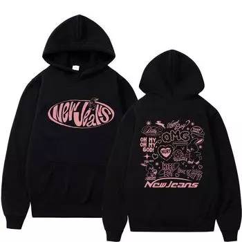 NewJeans, толстовки с рисунком кролика, Harajuku, эстетическая унисекс, женская толстовка с капюшоном Kpop, повседневная флисовая толстовка большого размера, уличная одежда 2XL
