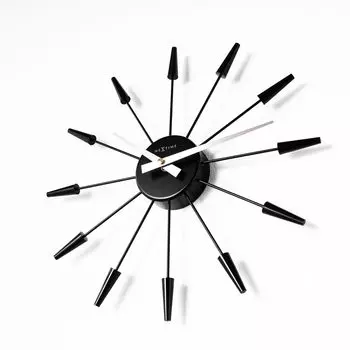 Часы настенные NEXTIME PLUG INN стильные черные, крутые, бесшумные, 36 см, средние. чёрный