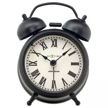 NEXTIME Table Amsterdam small Настольные часы Будильник Стильные бесшумные европейские настольные часы Спальня Компактные маленькие крутые чёрный