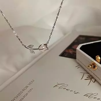 Нежное элегантное ожерелье с подвеской в виде тюльпана, цепочка на ключицу, женская повседневная одежда, шейные украшения, подарок 40+1.97inch