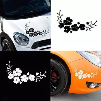 Нежные цветы автомобиля капот автомобиля светоотражающие наклейки украшения чёрный