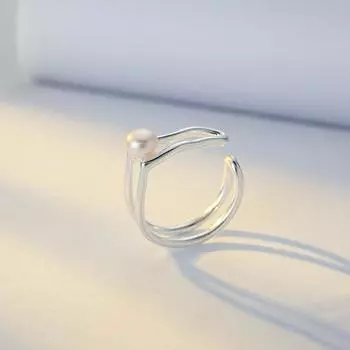 Нежный темперамент геометрическое кольцо с жемчугом женское простое модное индивидуальное открытое кольцо на указательный палец