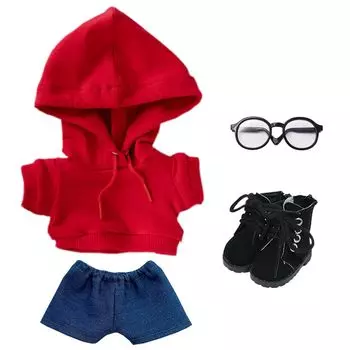 niannyyhouse 10cm 15cm 20cm Plush Clothes Loose Fit Hoodie Jeans Glasses Shoes Dress Up Cotton Doll Accessories (A12, 20cm)