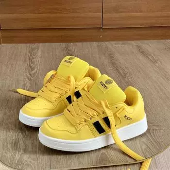 Niche board shoes new summer versatile couple white shoes thick sole heightening casual sports white shoes 35 лимонно-желтый