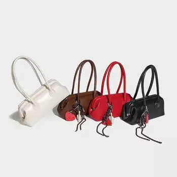 Niche clip design portable 2024 new fashion versatile large capacity solid color shoulder armpit bag красный
