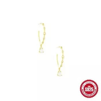 Niche Design High Sense S925 Sterling Silver Temperament женские индивидуальные тонкие серьги с бриллиантами в форме капли 925 Silver золотой