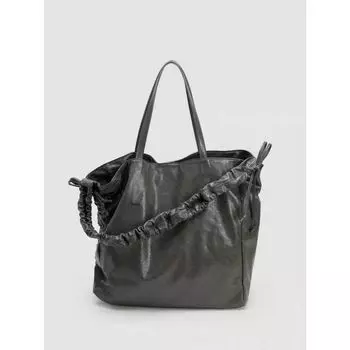 Niche Design Large Capacity Tote Bag 2025 New High Sense Pleat Drawstring Shoulder Bag Commuter Messenger Bag Cold Gray