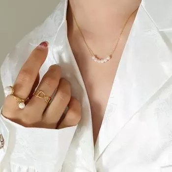 Niche Design ожерелье с подвеской из круглой бусинки с имитацией жемчуга, титановая сталь, позолоченная вертикальная цепочка, украшения Cold Wind