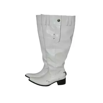 Niche design pointed big tube circumference high heel stacking boots white retro western cowboy boots thick heel boots women 35