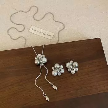 Niche Design Sense Fireworks Pearl Pull-Up ожерелье серьги-гвоздики женские французские ретро-индивидуальные универсальные цепочки на шею цепочки на свитер