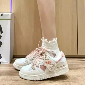 Niche Design Sense Love Little White Shoes Детские осенние новинки Модные универсальные дышащие повседневные туфли для женщин 35 розовый